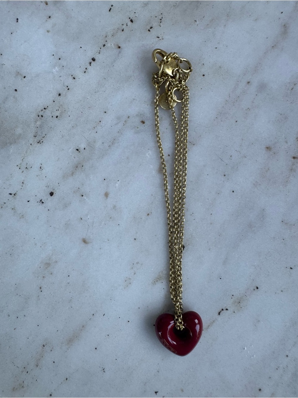 Madewell Red Heart Gold Tone Chain Bracelet - Picture 3 of 6